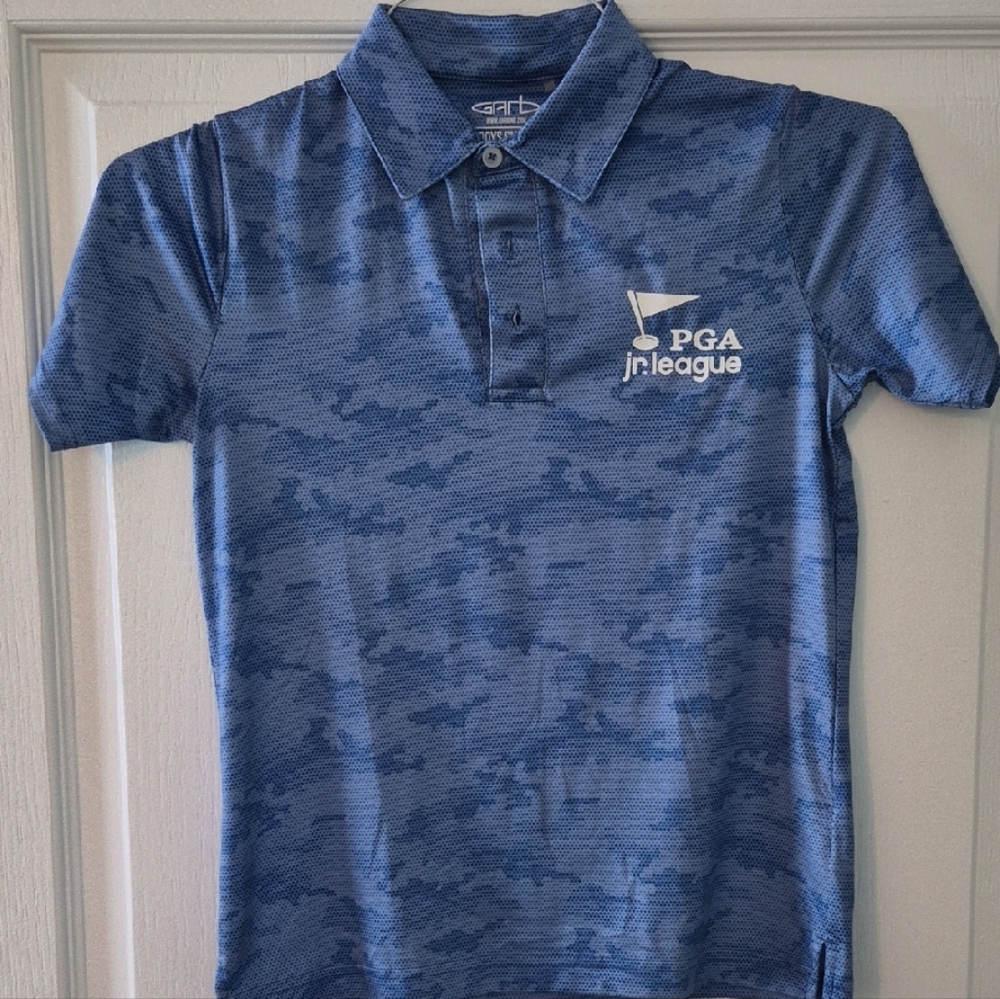 PGA Jr. League Kids 2 Camo Polo Shirts - Blue & Orange